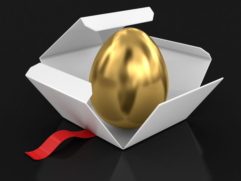 55019691 - open package with golden egg